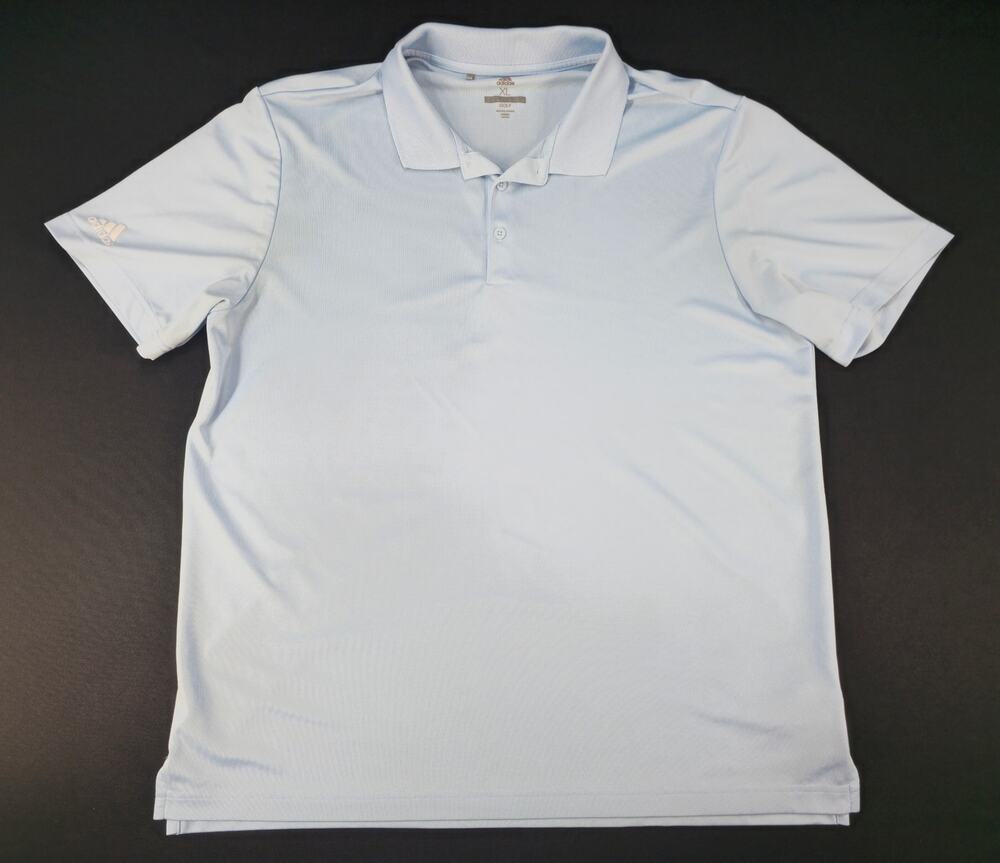 Adidas Golf Polo Shirt Mens XL Light‎ Blue Regular Fit Short Sleeve Performance